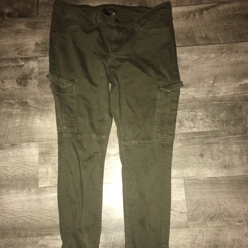 Green Cargo Skinny Jeans